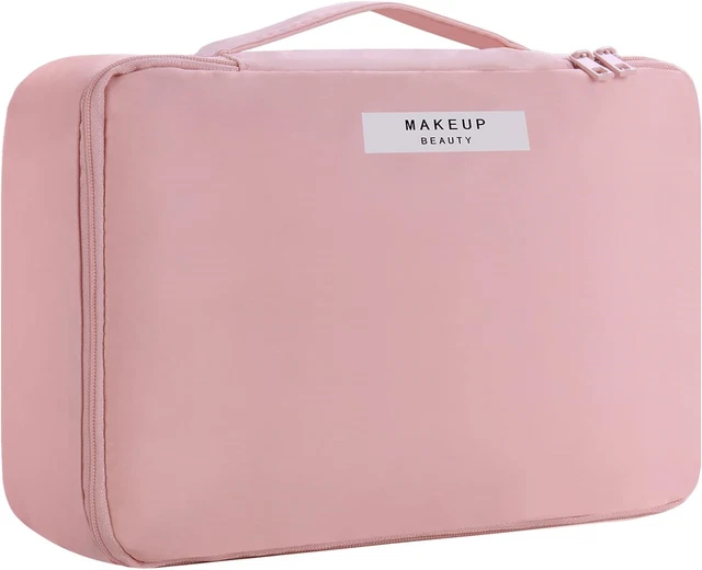 HCFGS Travel Makeup Bag [with Brushes Holder & Detachable Pouch] Cosmetic Bag &