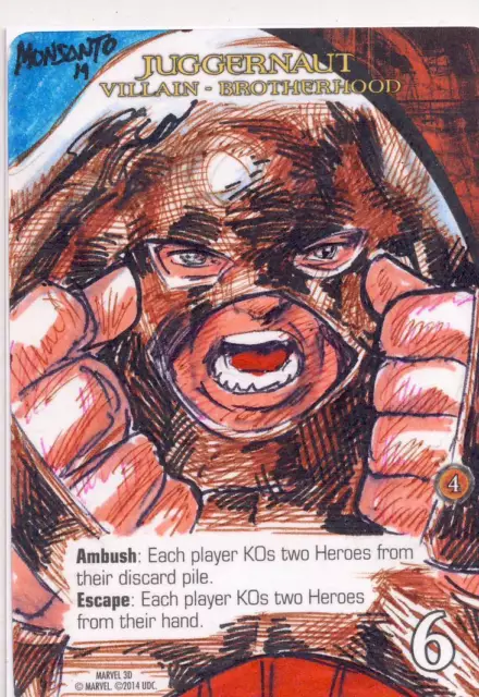 2015 Marvel 3D Legendary DBG Playable Sketch Card Juggernaut Monsanto