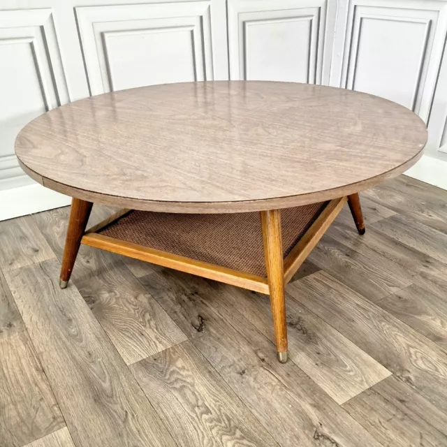 Vintage Large Round Mid-Century Modern Coffee Table Atomic Sputnik Danish