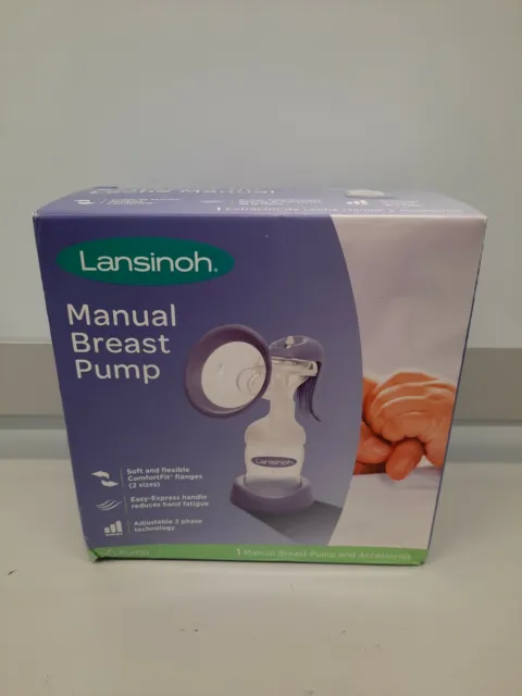 Lansinoh 50520 Manual Breast Pump 2 Flange Sizes New And Still Sealed BPA Free