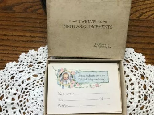 VINTAGE 1920'S   BIRTH ANNOUNCEMENTS.  CINCINNATI-Boxed Set of 12 Circa UNUSED