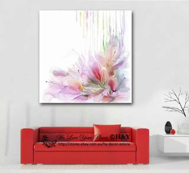 "Spring Rain" Flowers Stretched Canvas Print Framed Wall Art Home Decor Painting