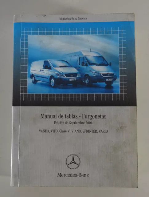 Manual De Tables Mercedes Vaneo , Vito, V Class, Viano, Sprinter, Vario 09/2004