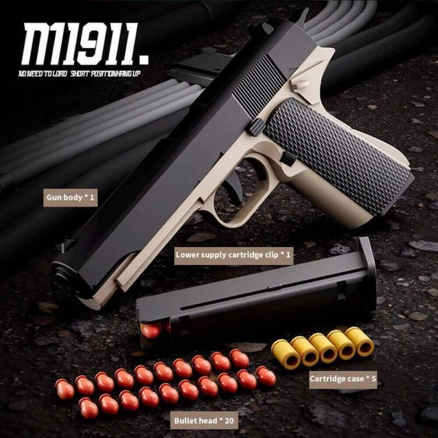 MODEL SET PISTOL Darts Shell Blaster Toy Gun Ejecting 1911 Soft Bullet ...