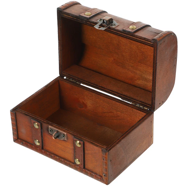 Coffre Au Trésor En Bois Vintage Pour Enfants - 21x14x9 Cm, Avec Serrure - Boîte De Rangement, Jeu De Chasse Au Trésor, Cadeau Ludique