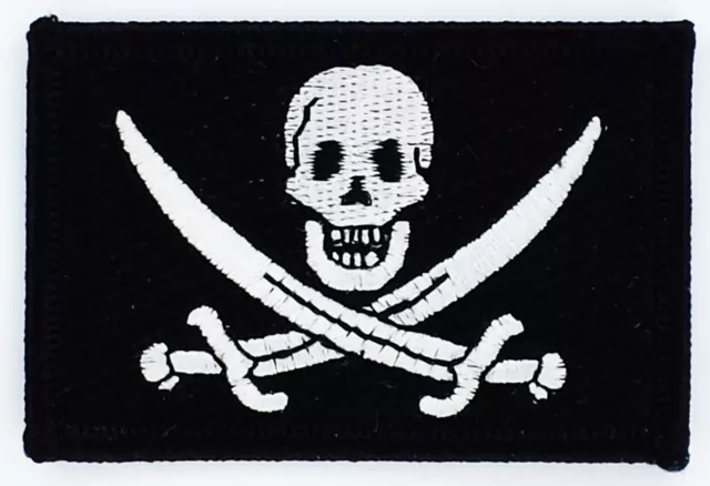 Patch Ecusson Brode Broderie Drapeau Pirate Jack Rackham Neuf Thermocollant