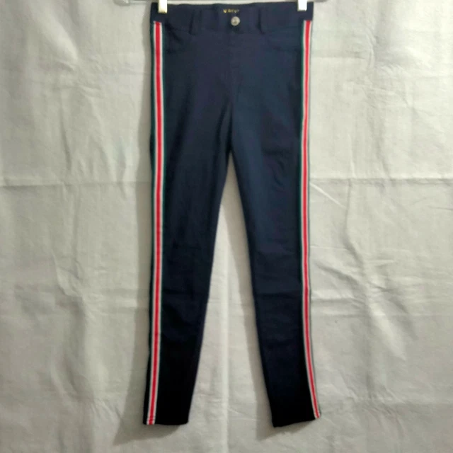Kroix Unisex Kid's Jeggings Pants Size L/XL Blue Side Stripe Stretch Pull On