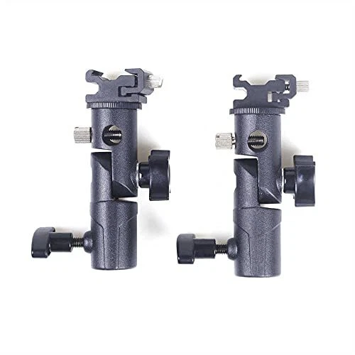 Support Flash Rotatif Universel Type E - Métal, Pivot 180° - Vis 1/4" à 3/8" - Lot De 2