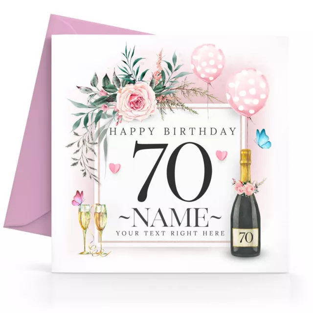 PERSONALISED 70TH BIRTHDAY Card Female Sister Friend Wife Mum Mother ...