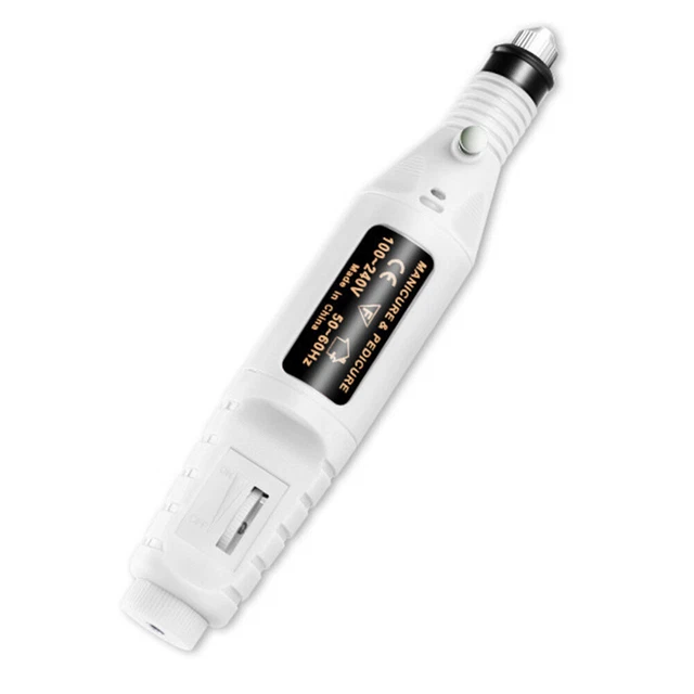 Máquina de lijado tipo lápiz broca taladro USB amoladora de uñas lima de uñas (blanco)