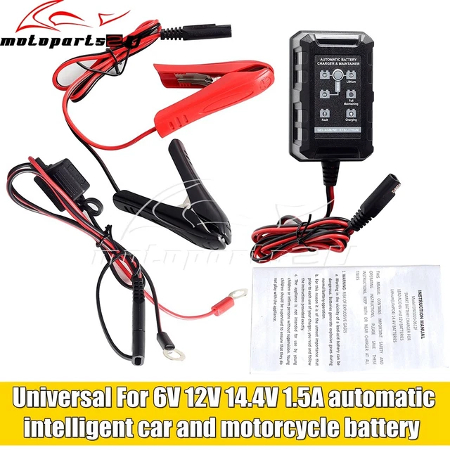 Lithium Battery Charger 6V/12V/14.4V 1.5A Trickle Charger For Motorcycle, ATVs