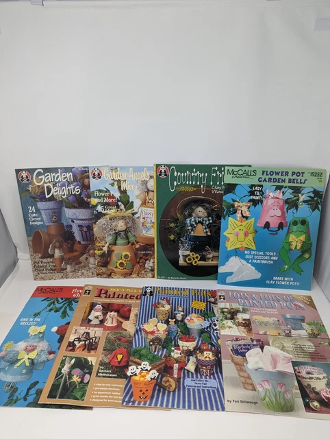8 Leaflets Garden Flower Pot Crafts Painted McCall's Creative, HOTP, McNeill