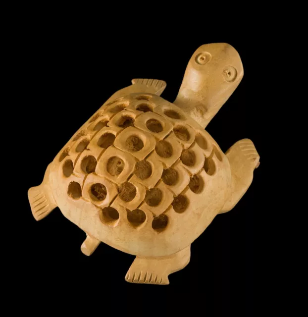 Figurine Tortue - Statue en Bois sculpté - Artisanat fait main Inde  6207