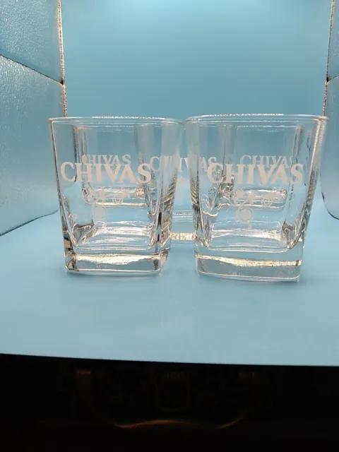 Chivas Regal Square Glass Whiskey Tumblers Live With Chivalry Set Of 5