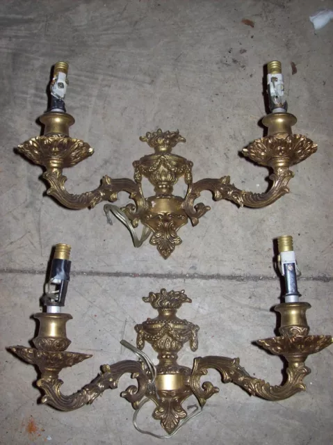 match pair Torch fancy 2 arm brass sconces   (LT 80)