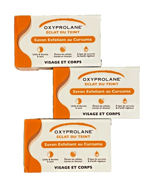 Lot De 3 Savons Oxyprolane - Visage & Corps - Exfoliant éclaircissant Au Curcuma