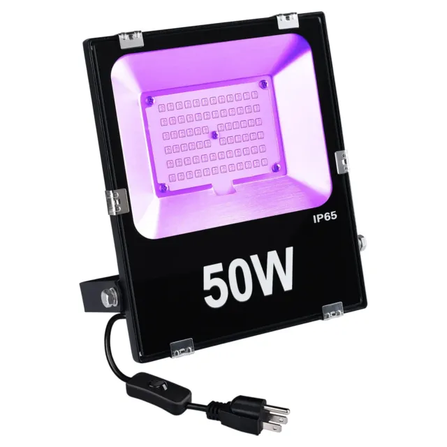 50W LED Black Lights, Flood Light with Plug, IP66 Waterproof, for Halloween D...