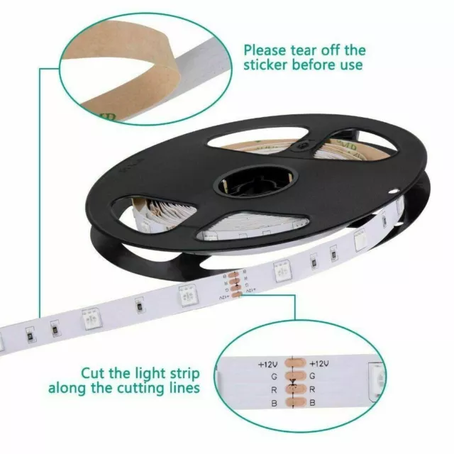 1m~10m 5050 RGB LED STRIP LIGHTS COLOUR CHANGING FLEXBILE TAPE LIGHTING FULL KIT 3