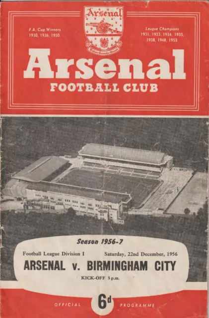 1956/57 Arsenal V Birmingham City League