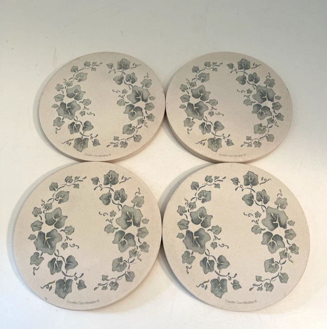 Set of 4 VTG Corelle Coordinates Callaway 4" Natural Stone Cork Backed Coasters