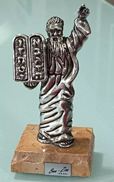 BEN-ZION ISRAEL 925 Sterling Silver Electroform MOSES w/10 Commandments Figurine