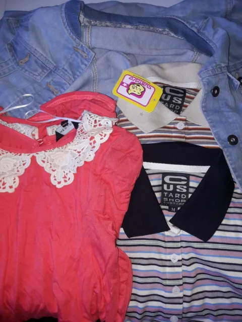 girls clothes bundle 10 years new. 1 dress, 2 polo shirts & a denim jacket.