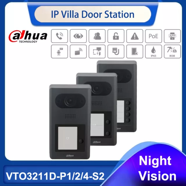 Dahua VTO3211D-P1/P2/P4-S2 IP 1/2/4-button Villa Door Station Doorbell PoE APP