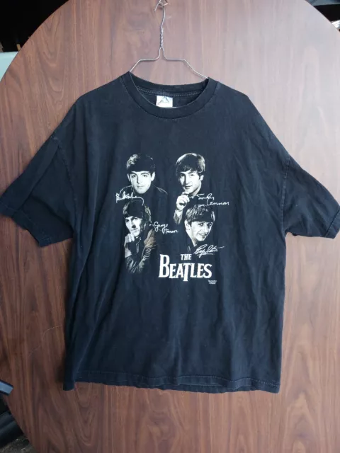 vintage 2001 Beatles band T-shirt size 2 XL black faded