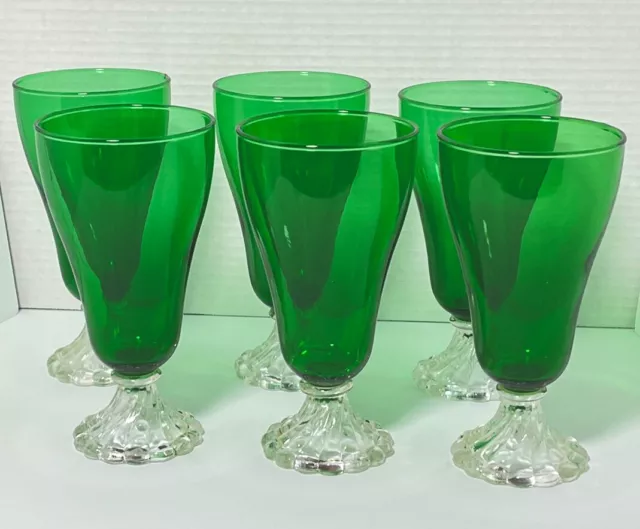 Anchor Hocking Emerald Green Boopie Burple Tumblers Glasses 7” Set of 6