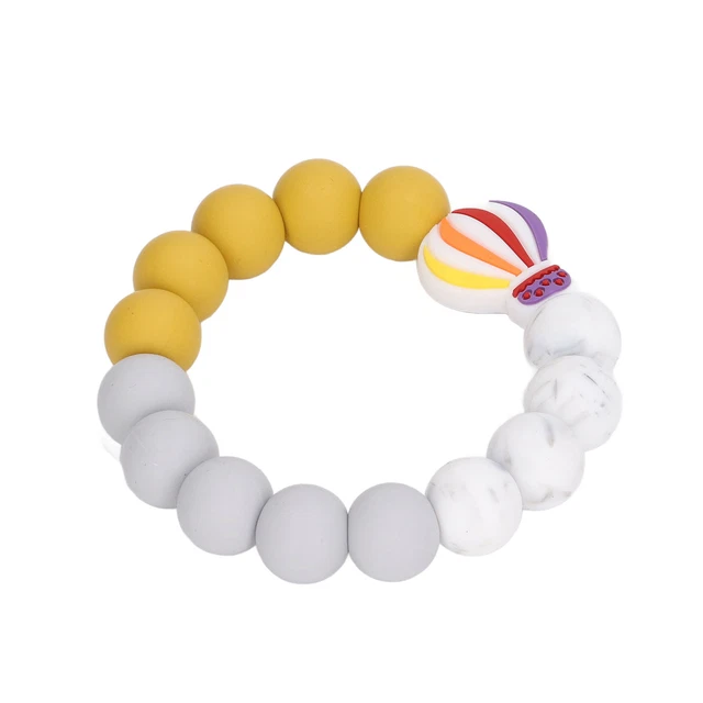 (Jaune Gris Blanc)Anneau De Dentition Pour Bébé Bracelet De Dentition Rond En
