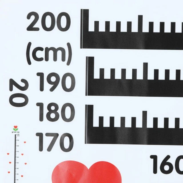 Pegatina de altura simple de 2 hojas patrón corazón altura pegatina de dibujos animados altura pegado de pared