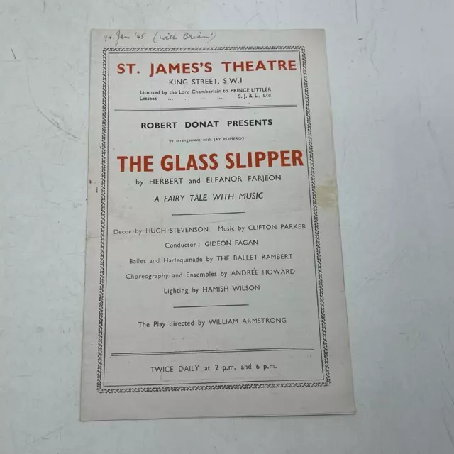 Playbill Theater Program St. James Theatre The Glass Slipper