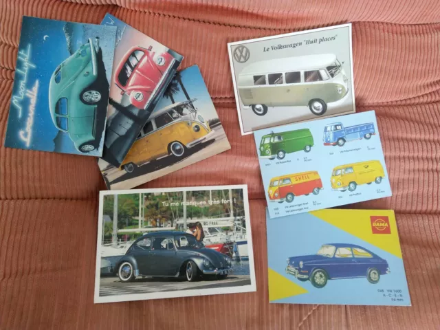 Lot de 7 cartes postales VW vintage