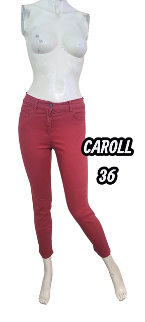 Jean Rouge Bordeaux Stretch Cache Cache - Taille 38 - Coupe Droite - Occasion Très Bon état