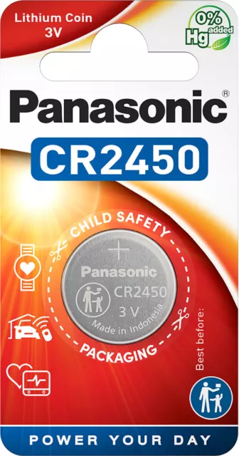 20x Panasonic 1er Blister CR2450 Lithium Knopfzelle 3V