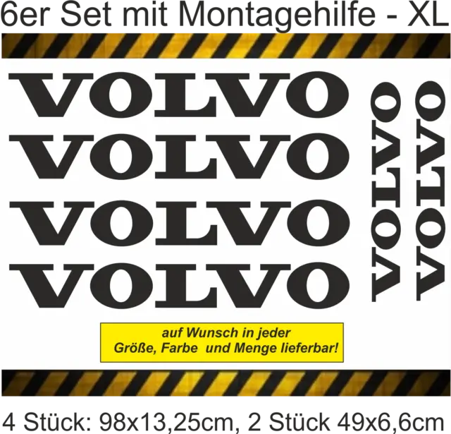 Aufkleber VOLVO Logo Bagger 6er Set + Montagehilfe