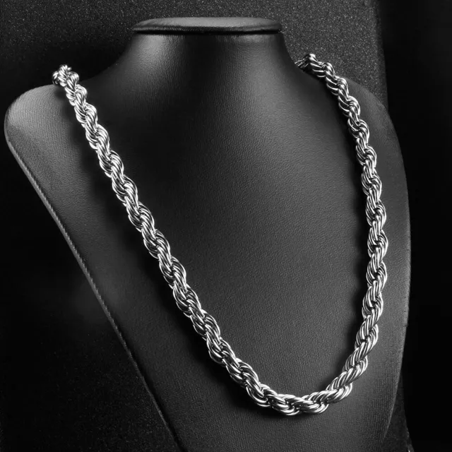 8/10mm Wide 316L Stainless Steel Women Men Rope Chains Necklaces 16''-47'' 3