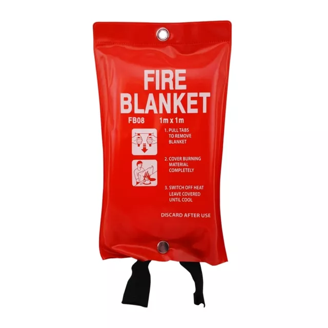 LARGE FIRE BLANKET 1x1m (100x100cm) QUICK RELEASE FOR OFFICE HOME FACTORY HOME