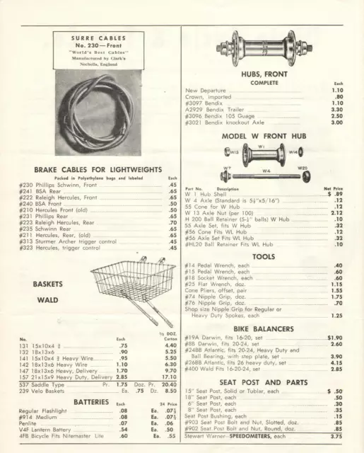 VTG 1950s BICYCLE DEALER PARTS & ACCESSORIES CATALOG! ROLLFAST BIKES! 6 PAGES ++ 3