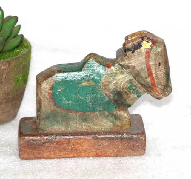 Vintage Wooden Holy Cow, Nandi Statue Handcrafted Old Original Home Decorative