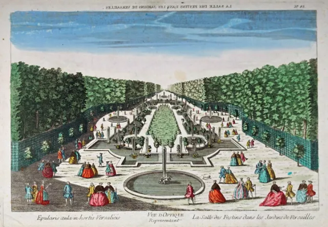 Guckkastenblatt, colorierter Stich, ca. 1770, Versailles, AGK-05