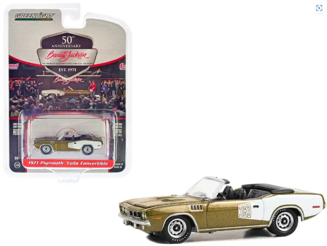 Plymouth Barracuda 383 Convertible 1971 Greenlight 1/64Diecast Barrett Jackson