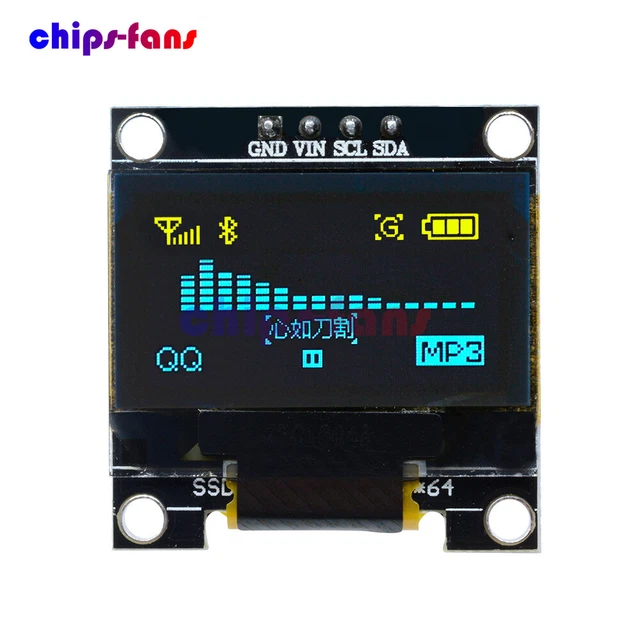 0.96'' Inch Yellow &Blue I2C IIC 128X64 OLED Serial LCD LED Display Module New