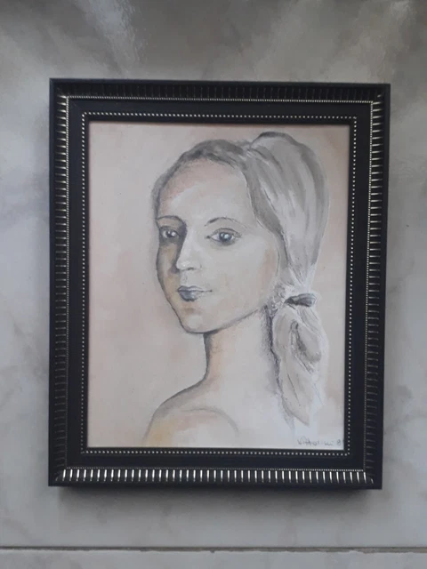 Olio su tela Dipinto a mano quadro ritratto ballerina donna firmato