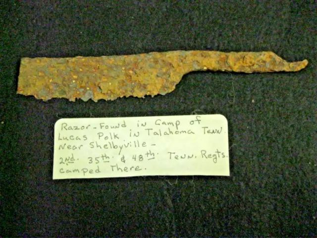 Dug Civil War Relic- Razor Tennessee Lucas Polk Camp Shelbyville