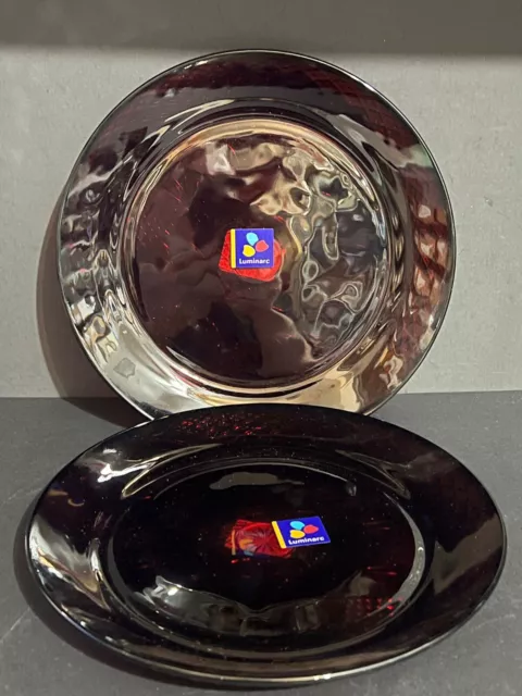 2-Arcoroc Luminarc Cristal d’Arques JG Durand Ruby Red Dinner Plates 10" w/ tags
