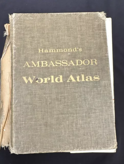 Hammond Ambassador World Atlas Hardcover 500 Page 1961 -Bk19