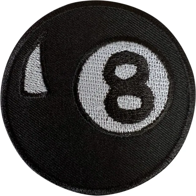 8 Kugel Aufnäher Bügeleisen Aufnähen Kleidung Tasche Snooker Pool schwarz bestickt Handwerk Abzeichen