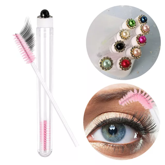 Diamond Pearl Eyelash Brush Mascara Wall Spoolies Crystal Tube Makeup Brush Tool