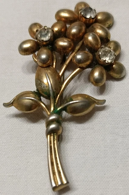 Lot De 4 Broches Anciennes Vintage Avec Pierres - Pensées, Corole, Perles, Occasion